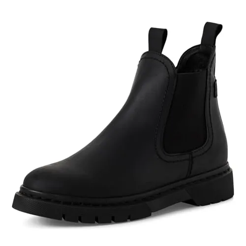 Tamaris Damen Chelsea Boots, Frauen Stiefeletten,Wechselfußbett,Comfort Lining,Schlupfstiefel,flach,Boots,Stiefel,Bootee,Booties,Black,36 EU