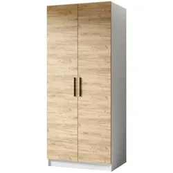 Kier Furniture Drehtürenschrank in Weiß und Honigeiche, 78x205x52.5 cm