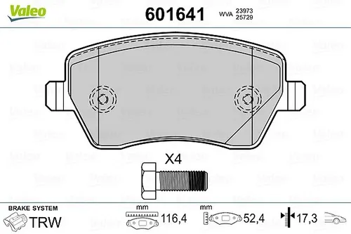 Valeo Bremsbelagsatz 601641 für Scheibenbremsen - Hochwertiger Bremsbelagsatz für zuverlässige Bremsleistung und Sicherheit, ideal für PKW und Vans.