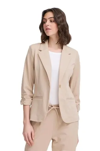fransa FRZablazer Damen Blazer Kurzblazer Jacke mit Stretch Geraffte Ärmel mit Taschen, Größe:S, Farbe:Oxford Tan (151306)
