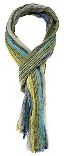 TigerTie Schal in gelb blau grau beige türkis gestreift Gr. 180 x 40 cm