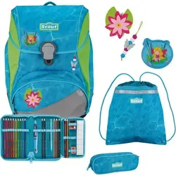 Scout Alpha Schulranzen-Set 4-teilig DIN Water Lily 74400800800 - Schulranzen mit ergonomischem Design und hoher Sichtbarkeit, inklusive Sportbeutel und Federmäppchen. Ideal für einen sicheren Schulweg!