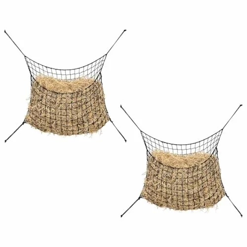 vidaXL Heunetze 2 Stk. Rechteckig Schwarz 200x120 cm PP - Bewegungsmelder für Pferde: Strapazierfähige Heunetze regulieren das Fresstempo und fördern die Verdauung, während sie Heuwirtschaft reduzieren.