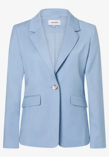 MORE&MORE taillierter Jackenblazer blau 36 - Eleganter, leicht taillierter Blazer in Skyblue, ideal für Business-Outfits. Mit Reverskragen und Pattentaschen bietet er eine stilvolle Ergänzung für jeden Kleiderschrank.