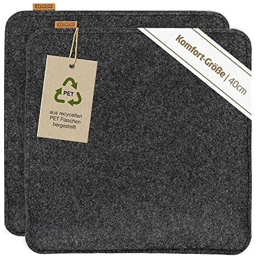 Miqio Design Sitzkissen Rechteckig aus Filz mit Antirutschnoppen - Stuhlkissen aus recycelten PET-Flaschen, rutschfest mit Anti-Rutsch-Noppen für besseren Sitzkomfort und waschbar bei 30°C. Ideal für drinnen und draußen, ein nachhaltiges Deko-Element.