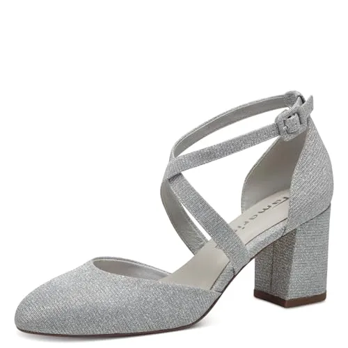 Tamaris Damen Pumps 1-24414-41 mit Kreuzriemen in silber von Tamaris