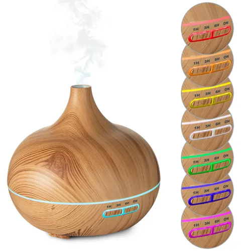 Casativo Aroma Diffuser für ätherische Öle - 300 ml - LED-Beleuchtung & Timer - Eleganter Aroma Diffuser im Holzdesign für eine angenehme Raumbefeuchtung. Ideal für Duftöle und Parfums, mit Ultraschall-Vernebelung und 7 Farben. Perfekt für Räume bis 25 qm, inklusive Timer und automatischer Abschaltung!