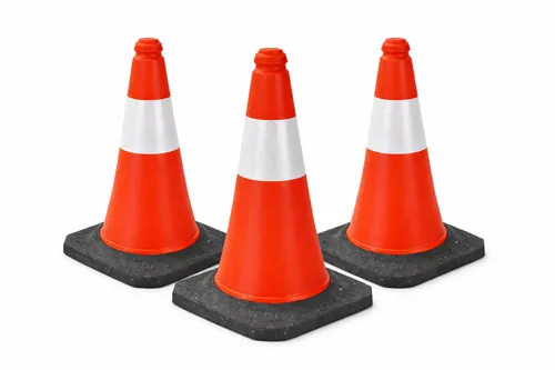 3er Set Verkehrskegel 51 cm Rot/Weiß mit stabilem Standfuß