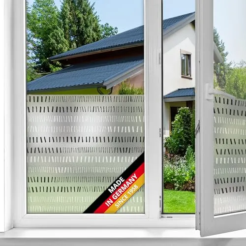 d-c-fix Fensterfolie Stitches - 45 cm x 1,5 m – statische Sichtschutzfolie mit modernem Muster für Glasflächen – selbsthaftend, blickdicht, dekorativ