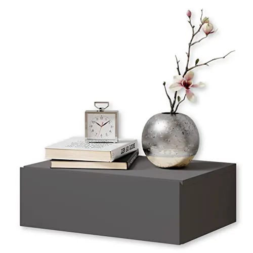 Pol Power Tajo Nachtkommode - Graphit, 1 Schubkasten - Nachttische mit modernem Design, kompakt und funktional. Ideal für kleine Schlafzimmer, bietet die Nachtkommode ausreichend Stauraum und ist leicht zu montieren.