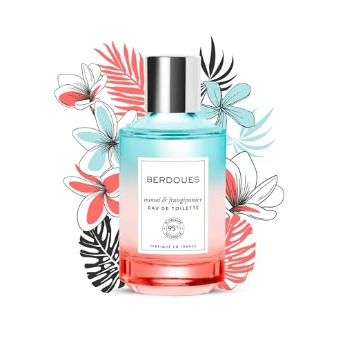 Berdoues Eaux de Toilette Monoi & Frangipanier EdT Nat. Spray - 0.1 l - Damendüfte mit 95% natürlichen Inhaltsstoffen, blumiger Duft von Monoï und Jasmin für frische Leichtigkeit, hergestellt in Frankreich.