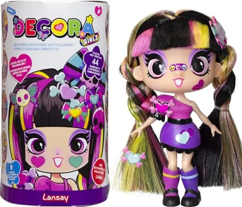 Lansay Deco Girlz – Luna – 1 Mini-Puppe + 8 Zubehörteile & Überraschungsaufkleber – Spielzeug Puppe 12,7 cm zum Sammeln – für Kinder ab 4 Jahren – einzigartiger Stil zum Personalisieren