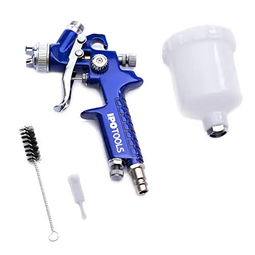 IPOTOOLS Mini HVLP Lackierpistole Spritzpistole 0,5mm Düse - H2000 Profi Farbsprühsystem Spraypistole mit 125 ml Plastikbecher und Edelstahldüse 0,5 mm