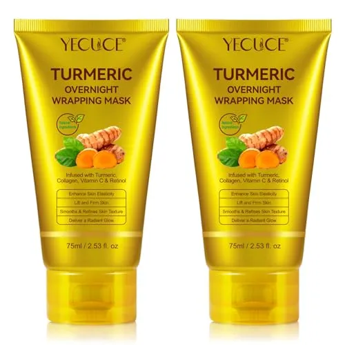 ALIVER Gesichtsmaske mit Kollagen & Kurkuma - 2-tlg. Nachtmaske für intensive Hautpflege. Schenken Sie Ihrer Haut eine luxuriöse Erneuerung über Nacht und wachen Sie mit einem strahlenden Teint auf.