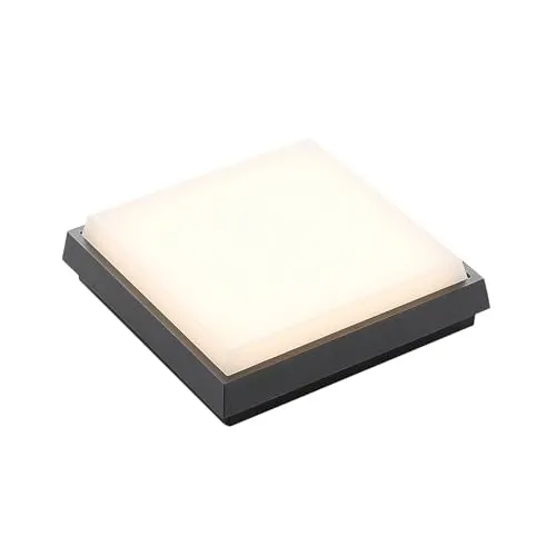 Lucande LED Außen-Deckenleuchte Amra - Moderne Außenleuchte aus Polycarbonat und Aludruckguss, IP54, ideal für Wand- und Deckenmontage mit gleichmäßiger Lichtverteilung und fest verbautem warmweißem LED-Leuchtmittel.