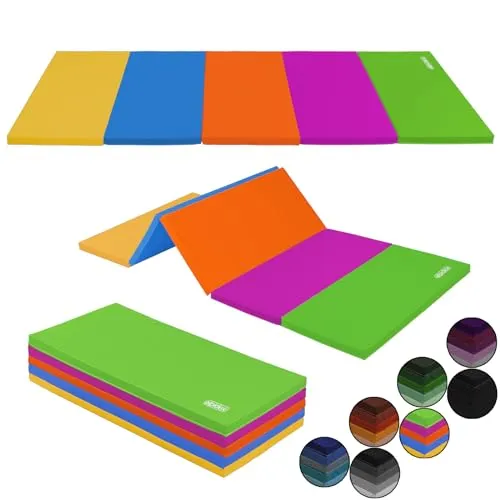 ALPIDEX Klappbare Turnmatte 185 x 78 x 3,2 cm – Bunte Gymnastikmatte für Kinder und Erwachsene - Die ALPIDEX Turnmatte ist vielseitig einsetzbar für Sport und Spiel. Sie überzeugt mit optimaler Stoßdämpfung und einem pflegeleichten, rutschfesten Bezug. Ideal für Fitness, Yoga und mehr – perfekt für Groß und Klein.
