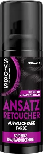 Produktbild SYOSS Ansatz Retoucher Kaschierspray Schwarz (120 ml), Ansatzspray deckt helleren und grau nachwachsenden Ansatz ab, schweiss- & regenfeste auswaschbare Haarfarbe bis zu 40 Anwendungen
