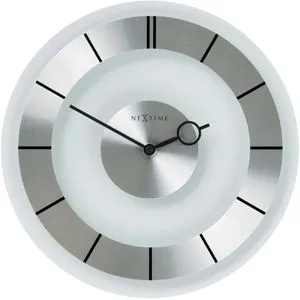 Nextime Wanduhr Retro, Glas, Metall, analog, Quarzuhr, Ø 31 cm, silber, lautlos