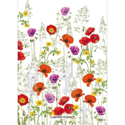 Garnier-Thiebaut Geschirrtuch Les Coquelicots Violet 50x70 cm - Hochwertiges Küchen- & Geschirrtuch aus 50% Baumwolle und 50% Leinen. Mit stilvollem Blumenmuster, ideal für den täglichen Einsatz in der Küche. Made in France.