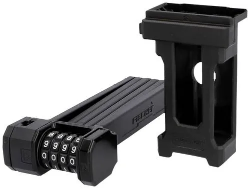 FISCHER FAHRRAD PROTEC FN85 Faltschloss Schwarz - Fahrradschlösser mit 85 cm Länge und 10000 Kombinationsmöglichkeiten, ideal für zuverlässige Diebstahlsicherung. Kunststoffummantelte Stäbe schützen den Lack und die kompakte Halterung ermöglicht einfachen Transport.