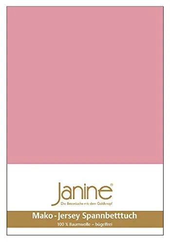 Janine Spannbettlaken MAKO-FEINJERSEY 5007 - Spannbettlaken aus 100% Baumwolle, ideal für Matratzen bis 26 cm Höhe, pflegeleicht und mit rundum Gummizug für perfekten Sitz, in elegantem altrosé.
