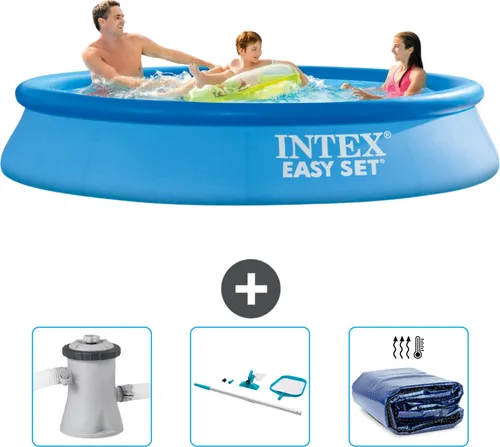Intex runder aufblasbarer Easy Set-Pool – 305 x 61 cm – Blau – im Lieferumfang enthalten Filterpumpe für Schwimmbad