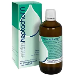 Metaheptachol N 100 ML - Homöopathisches Arzneimittel zur Unterstützung des Leber-Galle-Systems, enthält natürliche Wirkstoffe und ist ideal für chronische Beschwerden. Enthält 34 Vol.-% Alkohol.