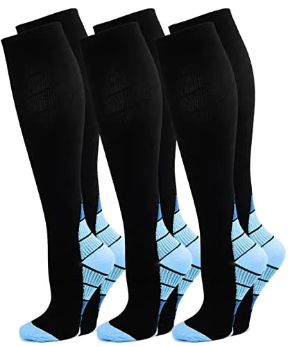 Paar Kompressionsstrümpfe Damen & Herren für Sport, Laufen, Flug, Reisen, Schwangerschaft, Medizinische Kompressionssocken stützstrümpfe (L, Blau) 3