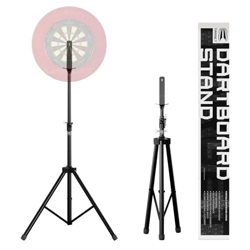 TARGET DARTS Tragbarer Dartboardständer | Mobiler Dartscheibenständer mit Stativ, freistehendes mit Halterung, für drinnen und draußen, faltbarer Reiseständer für Steeldarts und Softdarts Dartscheiben