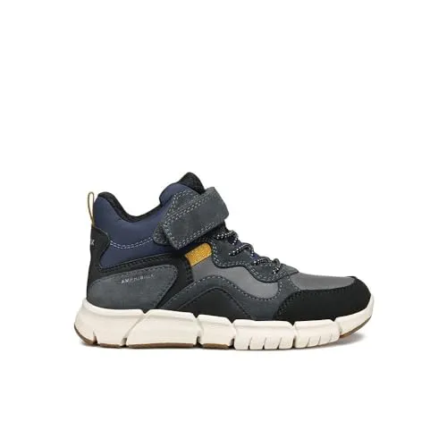 Geox J FLEXYPER Boy B ABX Ankle Boot - DK Grey/Navy, 28 EU - Wanderschuhe mit optimaler thermischer Isolierung und Wasserundurchlässigkeit, ideal für kaltes und nasses Wetter.