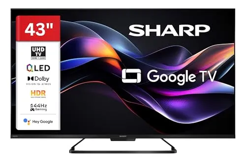 Sharp 43HR7765E QLED Fernseher 43 Zoll – Google Smart TV mit Dolby Vision und 4K UHD