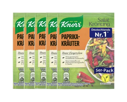 Knorr Saucen, Knorr Salatkrönung Paprika Kräuter klares Dressing 5x 9g 5er 5er Pack