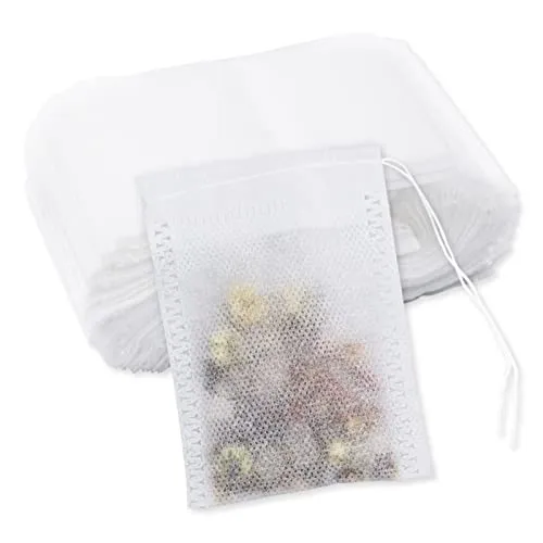Leer Teebeutel Teefilter mit Kordelzug für Losen Tee Kaffee Gewürz 7 x 9 cm (2,75 x 3,54 Zoll), cb001, Weiß 100