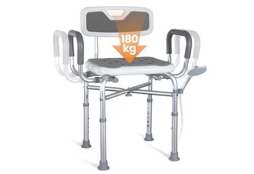 HOMECALL Duschstuhl - Höhenverstellbarer Badhocker für die Dusche - Duschstuhl für Senioren & Schwangere mit 180 kg Tragkraft. Bietet Sicherheit und Komfort mit rutschfesten Füßen und 6 Höhenstufen für individuelles Duschvergnügen.