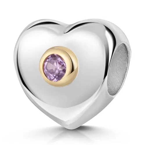 Materia Beads Charms Silber 925 Herzform - Anhänger bicolor Damen 782