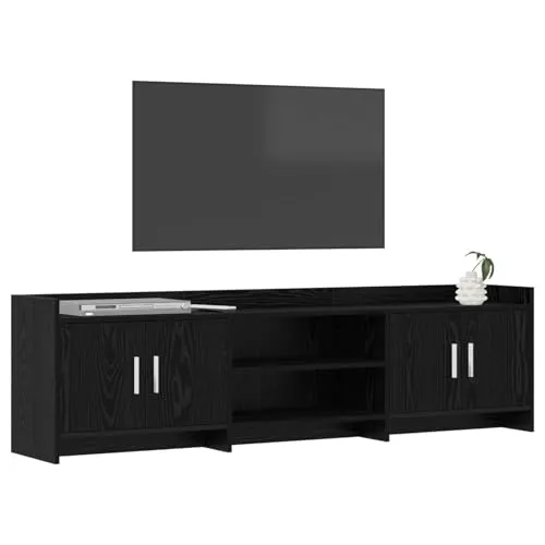 vidaXL TV-Schränk 168 x 33 x 47 cm in Schwarz - Modernes TV-Lowboard aus Holzwerkstoff mit elegantem Design für stilvollen Stauraum. Bietet viel Platz für Elektronik, ist stabil und pflegeleicht – ideal für dein Wohnzimmer.