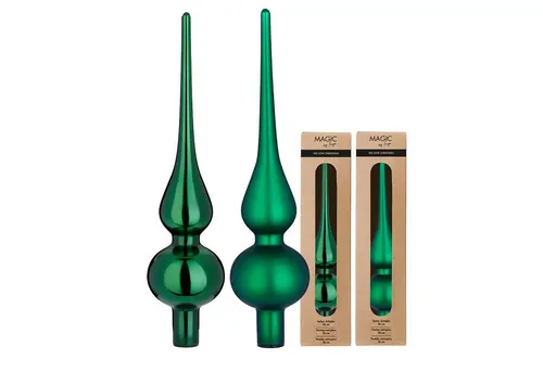 MAGIC by Inge Christbaumspitze, Christbaumspitze Glas 26cm 1 Stück matt / glänzend sort. - Fir Green