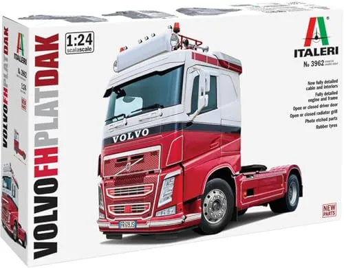 Italeri 3962 1:24 Volvo FH Plat Dak - Detaillierter LKW Modellbausatz - Lastwagen-Modellbausätze, hochwertiger Bausatz im Maßstab 1:24 mit bebilderter Anleitung für einfachen Aufbau und individuelle Lackierungsmöglichkeiten.
