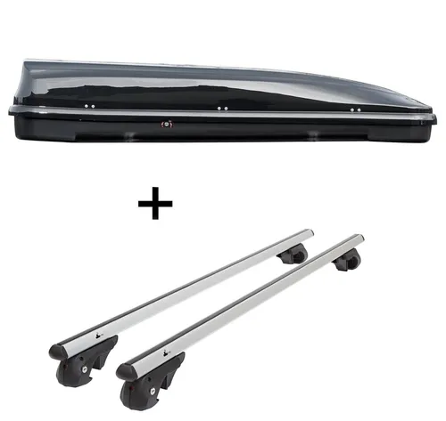 Skibox MAA460 460Ltr schwarz glänzend + Alu Relingträger für Audi A4 Avant 96-07 - Praktische 460 Liter Skibox für Audi A4 Avant 96-07, inklusive abschließbarem Relingträger. Ideal für sicheren Transport von Gepäck und Ski, kompakte Maße und einfache Montage.