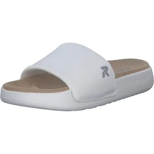 Rieker Damen Pantolette fsk – Komfortable Sandalen in Weiß, Größe 42 - Wanderschuhe, ideal für entspannte Sommertage mit bequemem Fußbett und modischem Design.