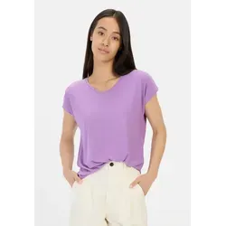 camel active T-Shirt aus elastischer Viskose Kurzarm V-Ausschnitt lila S (44)