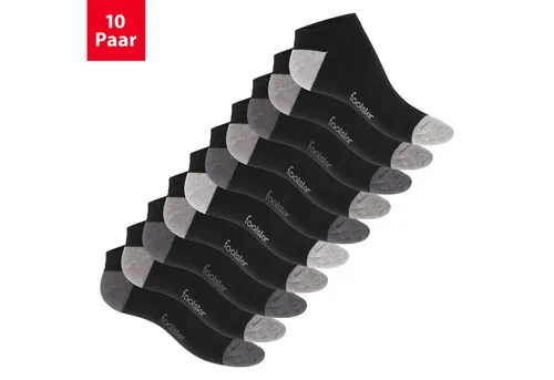 Footstar Sneakersocken 10 Paar Sneaker Socken für Damen & Herren - Bunte Ferse & Spitze