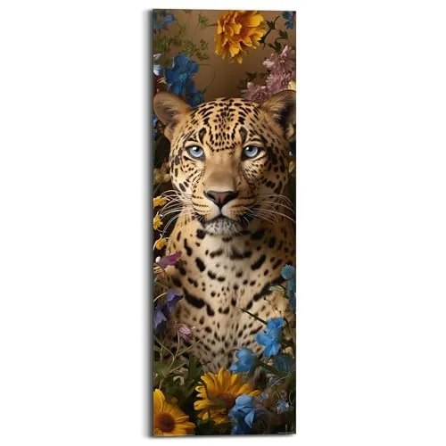 REINDERS Wandbild, Panther Flowers, Teenager Zimmer, Bilder, Wanddeko, Room Decor, MDF, Mehrfarbig, 90 x 30