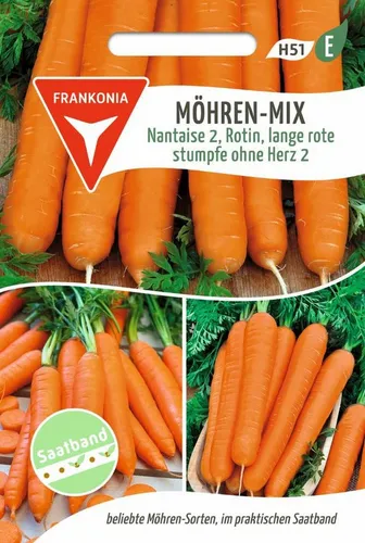 FRANKONIA Gemüsesamen Möhren-Mix, Saatband - Möhren-Samen Saatgut Samen, Daucus carota