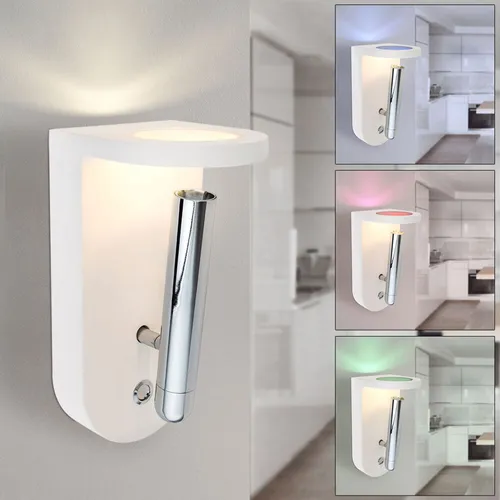 Wandlampe Wandleuchte Gips LED 4x Gläser verstellbar