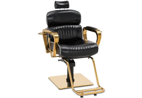 Barberpub Stuhl Friseurstuhl Retro 3078 - Höhenverstellbarer Friseursessel in edlem Gold-Schwarz, perfekt für stylische Friseursalons und moderne Home-Beauty-Studios.