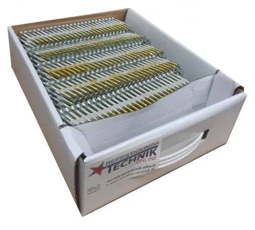 4,0x40mm Ankernägel 20° Ring für Ankernagler - Verzinkte Ankernägel mit gerilltem Schaft, ideal für den bedachten Außenbereich. Verpackung enthält 2200 Stück für langfristige Projekte.