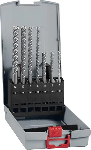 Bosch PRO SDS plus-5X Hammerbohrer-Set 7-tlg - Bohrer für Stahlbeton, mit hochwertigem Wolfram-Carbide für hohe Lebensdauer und präzise Bohrungen, ideal für Profis in der Bau- und Installationsbranche.