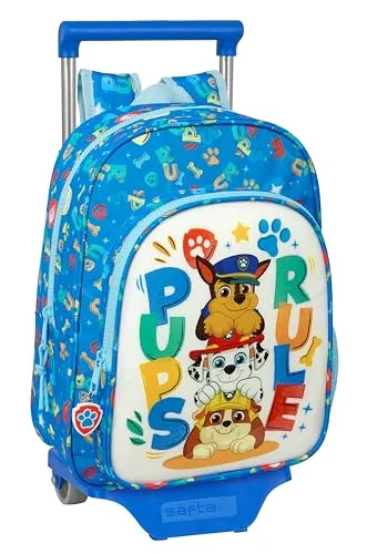 Safta Paw Patrol Pups Rule Rucksack mit Trolley - Kindergepäck: Robuster und ergonomischer Rucksack mit abnehmbarem Trolley, ideal für kleine Abenteurer. Hergestellt aus hochwertigem Polyester mit ergonomischen Schulterpolstern für maximalen Komfort.