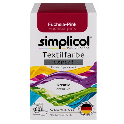 Simplicol Textilfarbe expert in Fuchsia Pink - Kreative Textilfarbe für lebendige Färbeergebnisse. Ideal für Bastelprojekte und DIY-Ideen. Einfach anzuwenden und für verschiedene Stoffe geeignet.